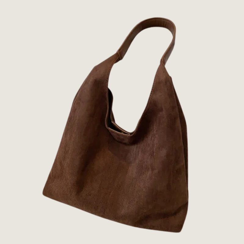Tote Carafori sofisticado em camurça premium. Ideal para ombro, versátil e elegante para qualquer ocasião.
