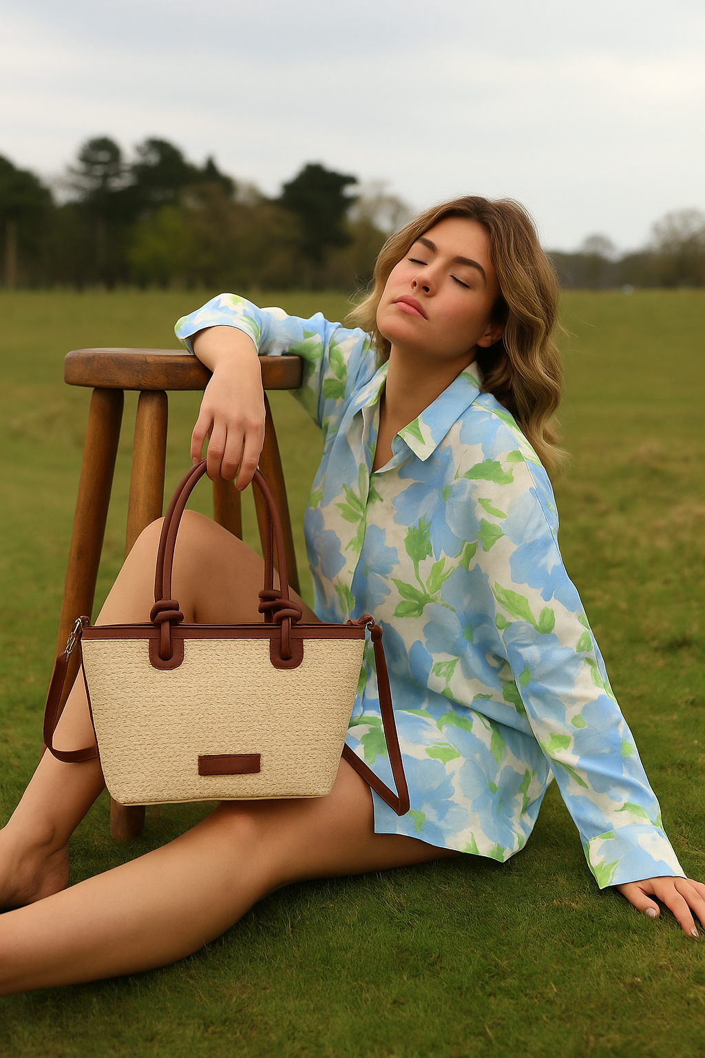 Bolsa tote feminina Carafori em palha estruturada, com alça de mão e opção crossbody.