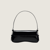 Bolsa baguette preta Carafori, estilo retrô refinado, perfeita para ombro ou transversal.
