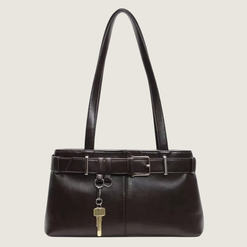 Bolsa de ombro Carafori marrom com design minimalista e sofisticado, ideal para o dia a dia.